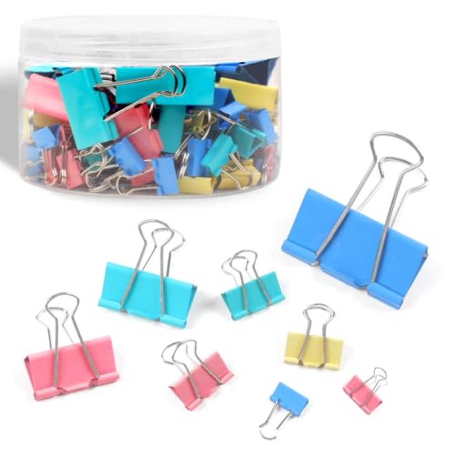 Binder Clip Assorted - 125Pcs Binder Clips Colored, Binder Clips