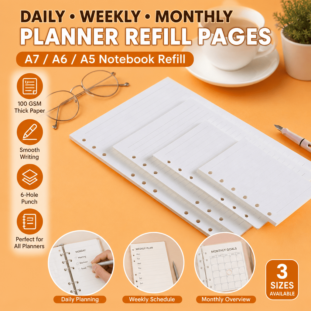 Notebook Dotted A5 - A5 A6 A7 Planner Refill Pages