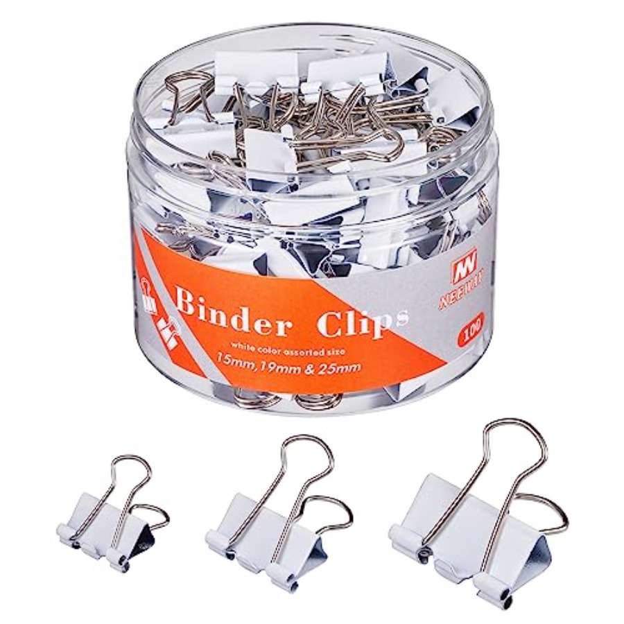 Binder Clip Assorted - Binder Clips Assorted Sizes, White Binder