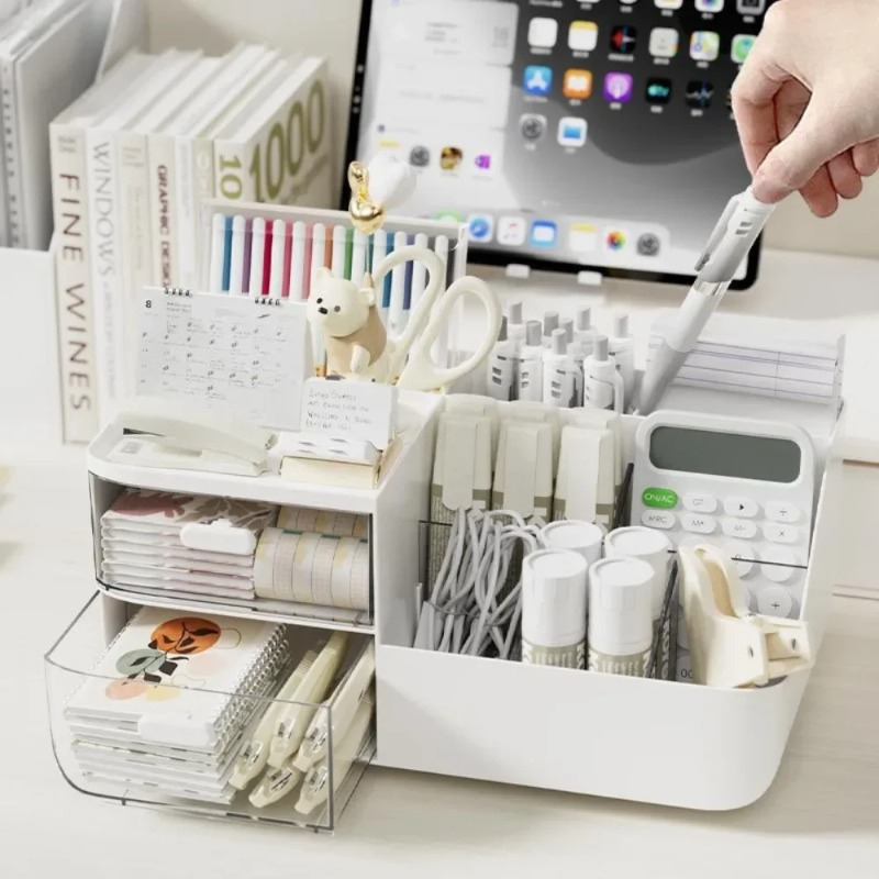 Ideal Stationery & Office Supply - 1Pcs Desktop Cosmetics Organizer with Drawers