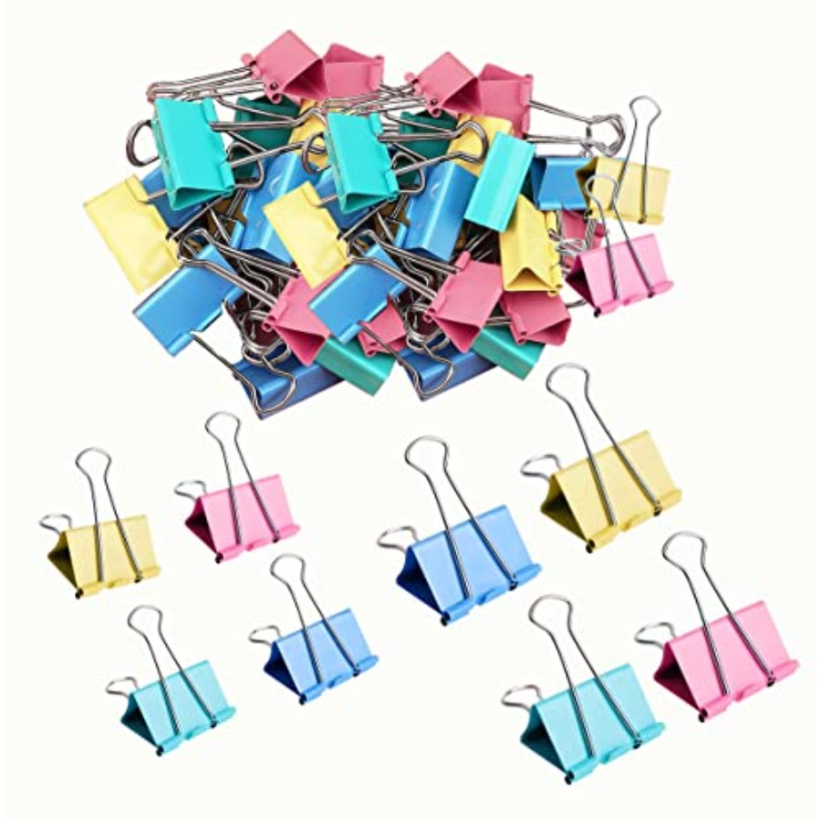 Binder Clip Assorted - 60pcs Colored Binder Clips Paper Clamps