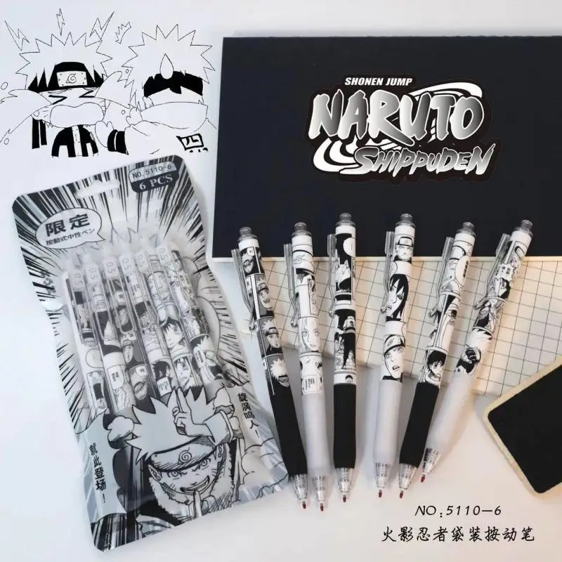 Gel Ink Pen Set - Naruto 6Pcs/set Gel Pen Anime Uchiha