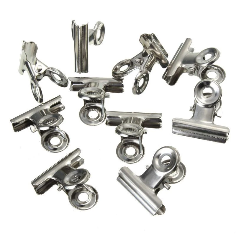 Affordable 10 Pcs Silver Tone  - Binder Clip Assorted 评论和价格