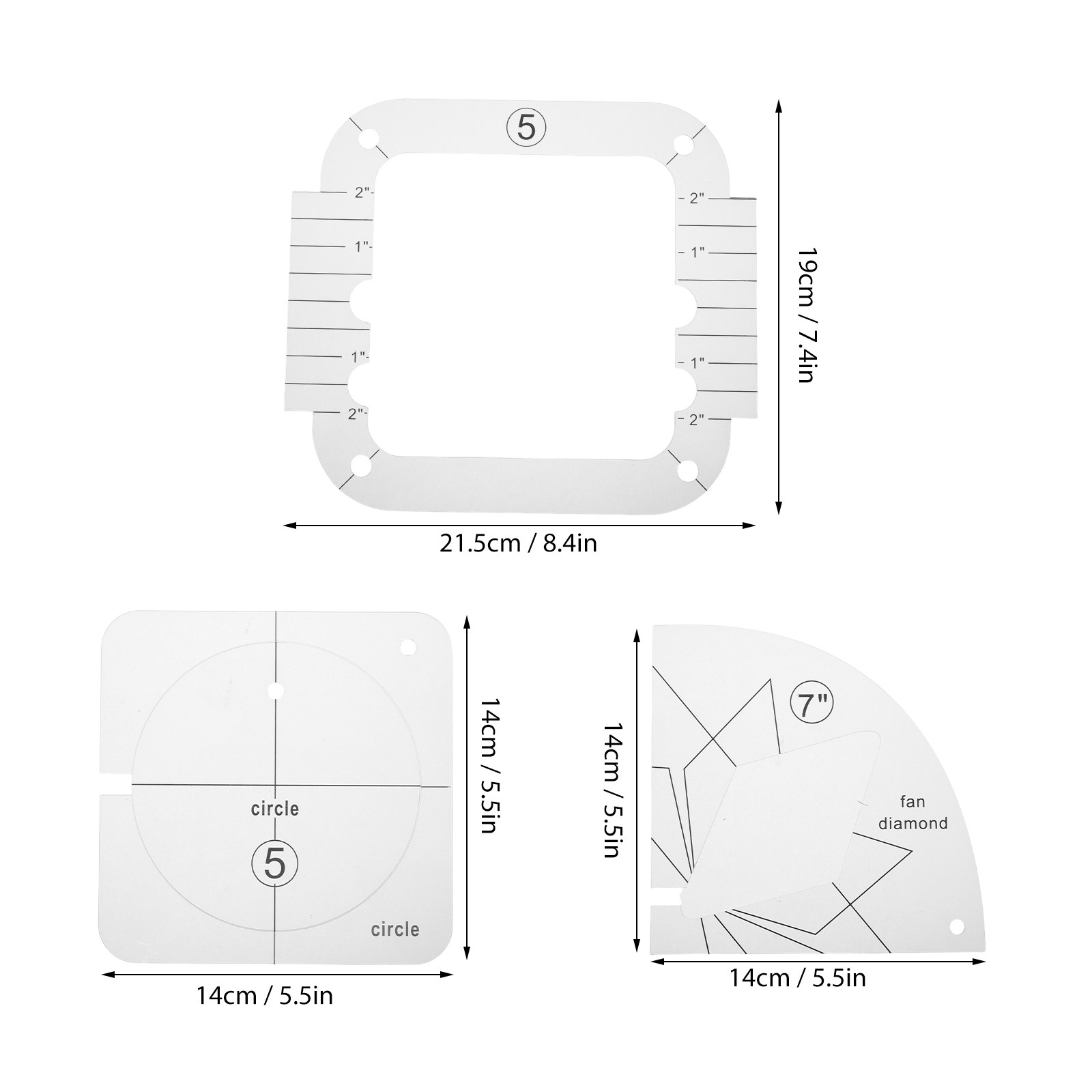 3Pcs Acrylic Transparent Sewin - Ruler Set Transparent 评论和价格