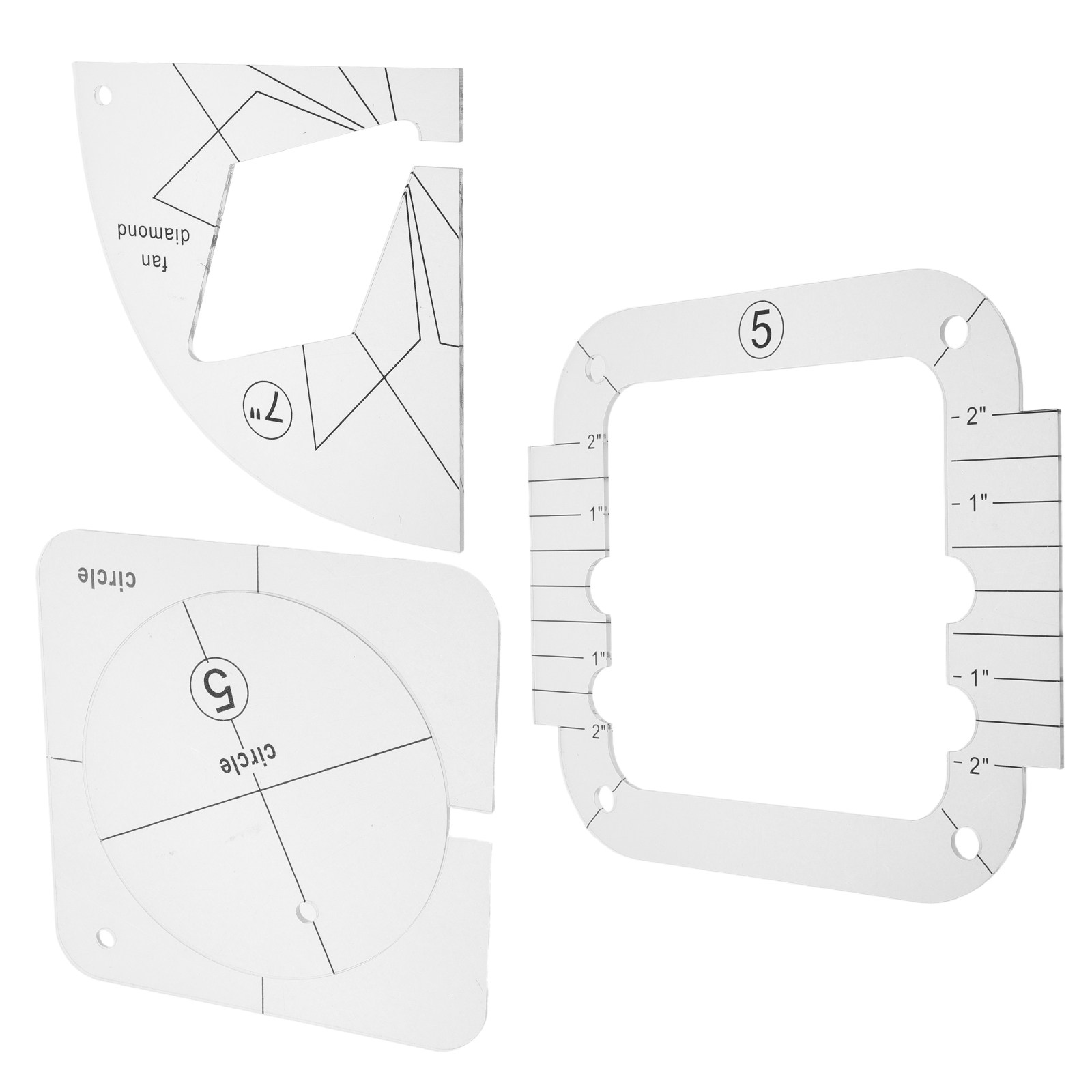 3Pcs Acrylic Transparent Sewin - Ruler Set Transparent 评论和价格