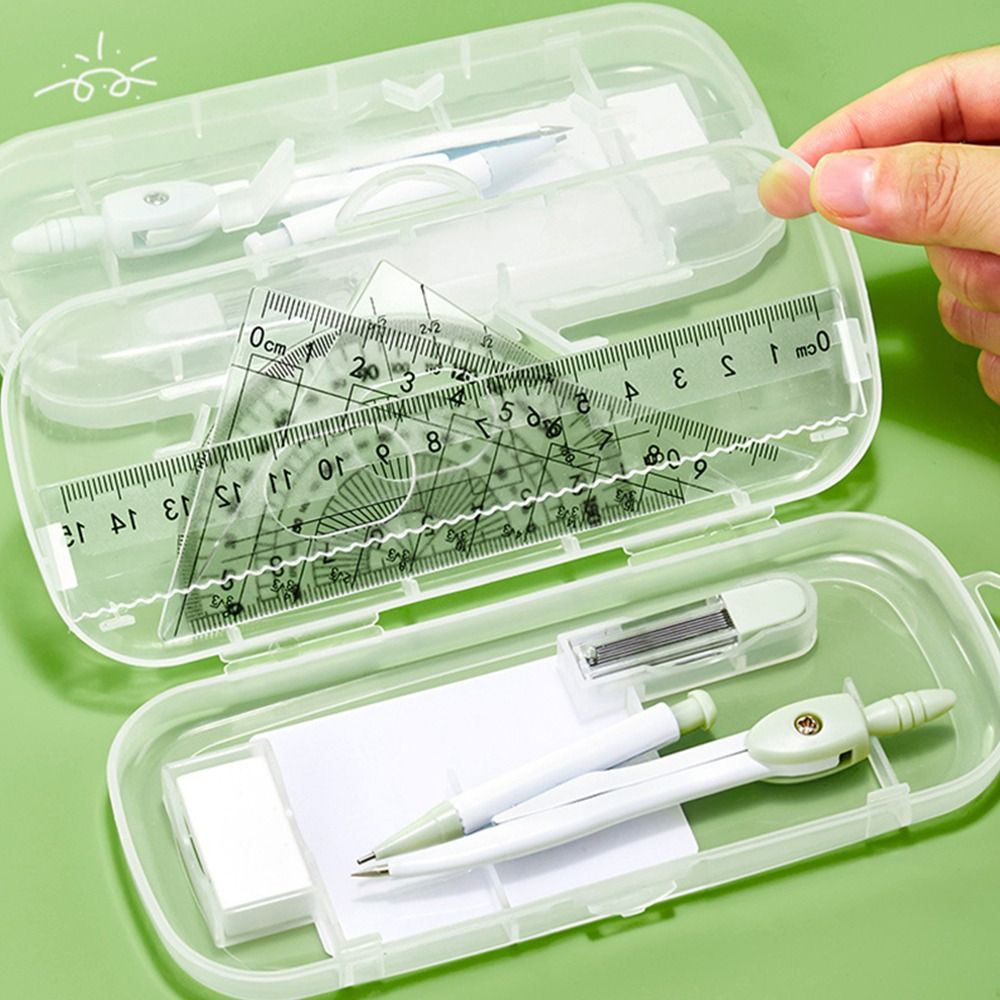 8PCS/Set Plastic Ruler Compass - Ruler Set Transparent 评论和价格