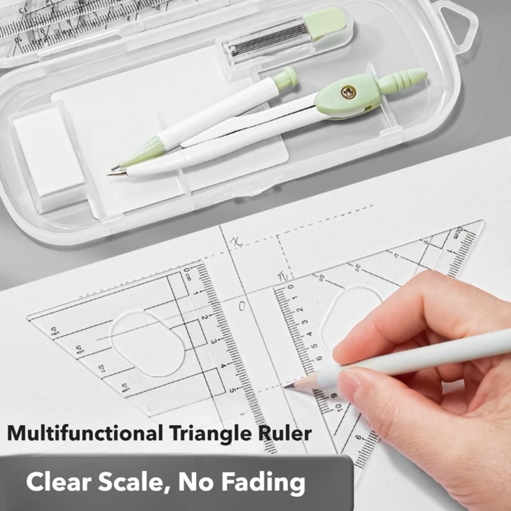8PCS/Set Plastic Ruler Compass - Ruler Set Transparent 评论和价格