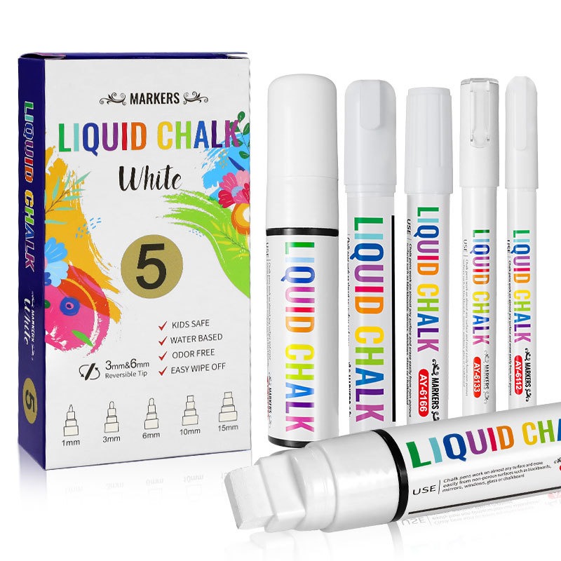 5pcs/set White Chalk Markers L - Correction Fluid White 评论和价格