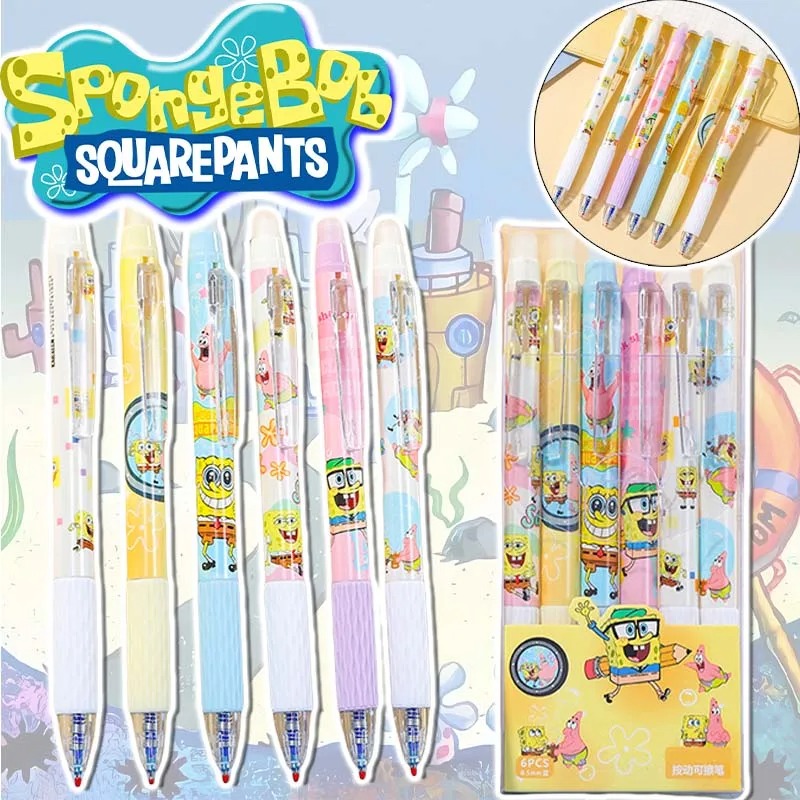 6Pcs/Set SpongeBob Kawaii Eras - Gel Ink Pen Set 评论和价格