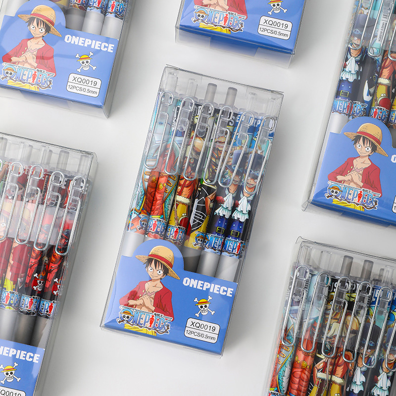 Anime One Piece 12/24Pcs Black - Gel Ink Pen Set 评论和价格