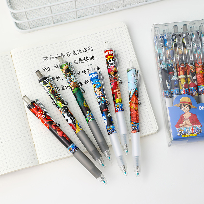 Anime One Piece 12/24Pcs Black - Gel Ink Pen Set 评论和价格