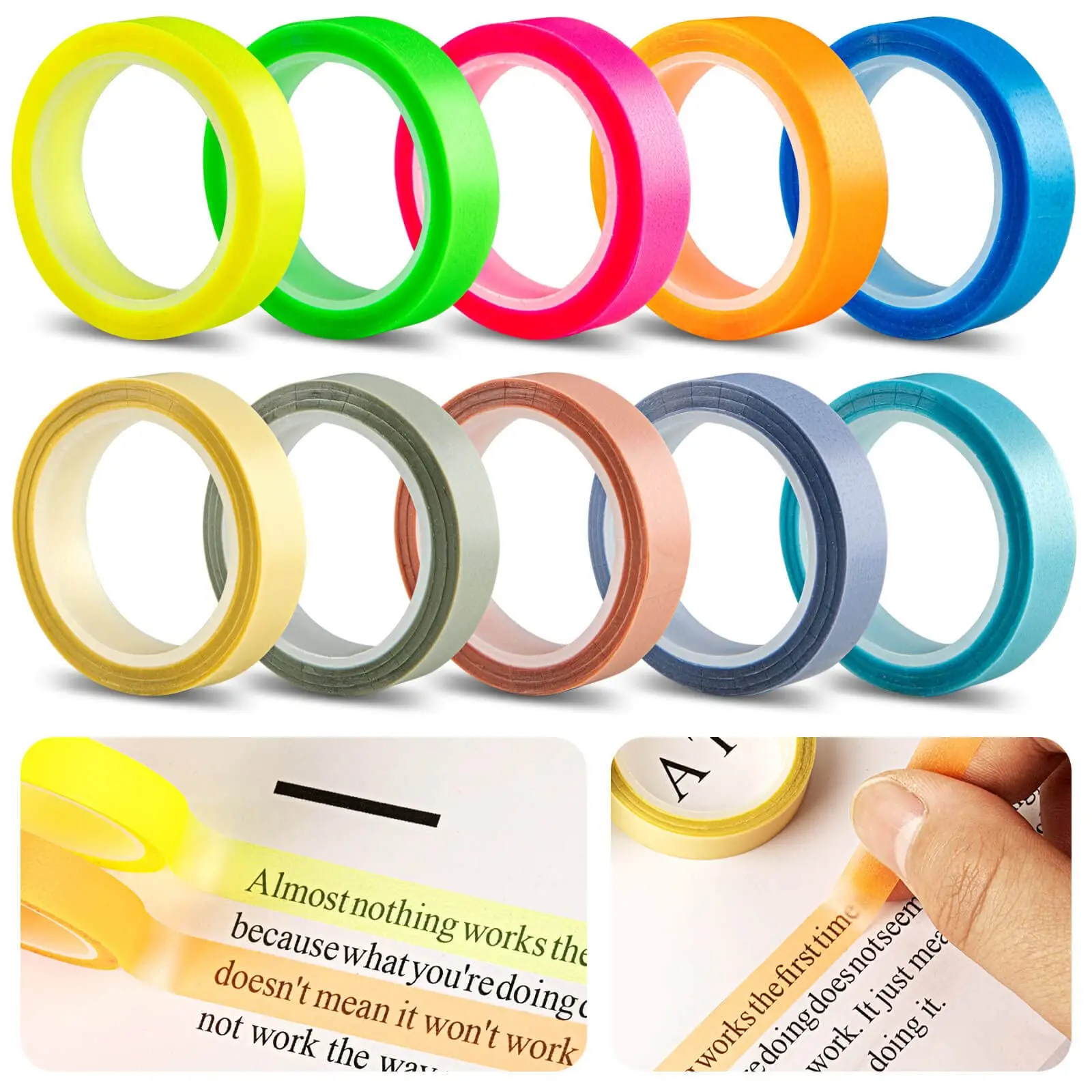 5Rolls Transparent Fluorescent - Index Tab Divider 评论和价格