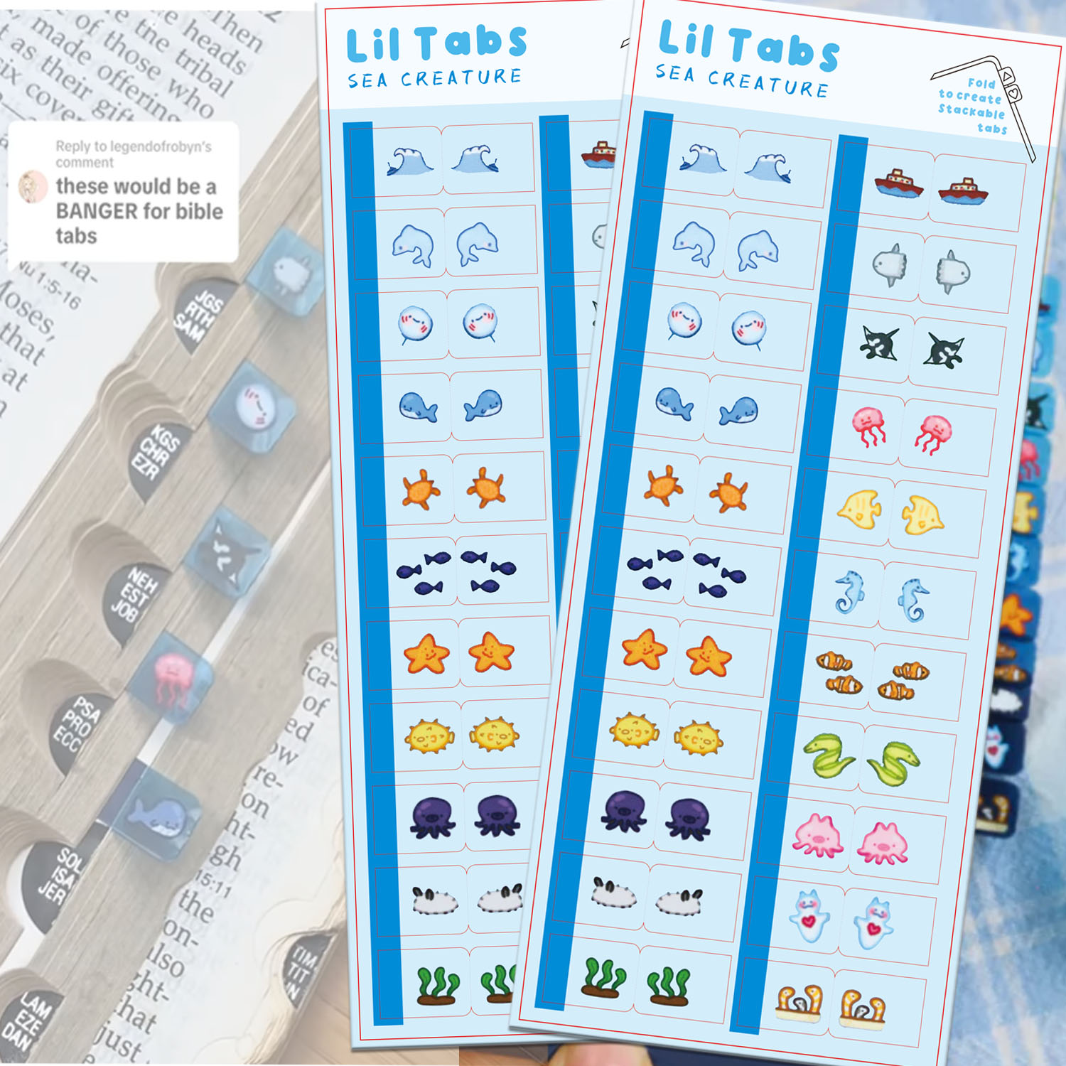 Sea Creature Lil Tab Stickers  - Index Tab Divider 评论和价格