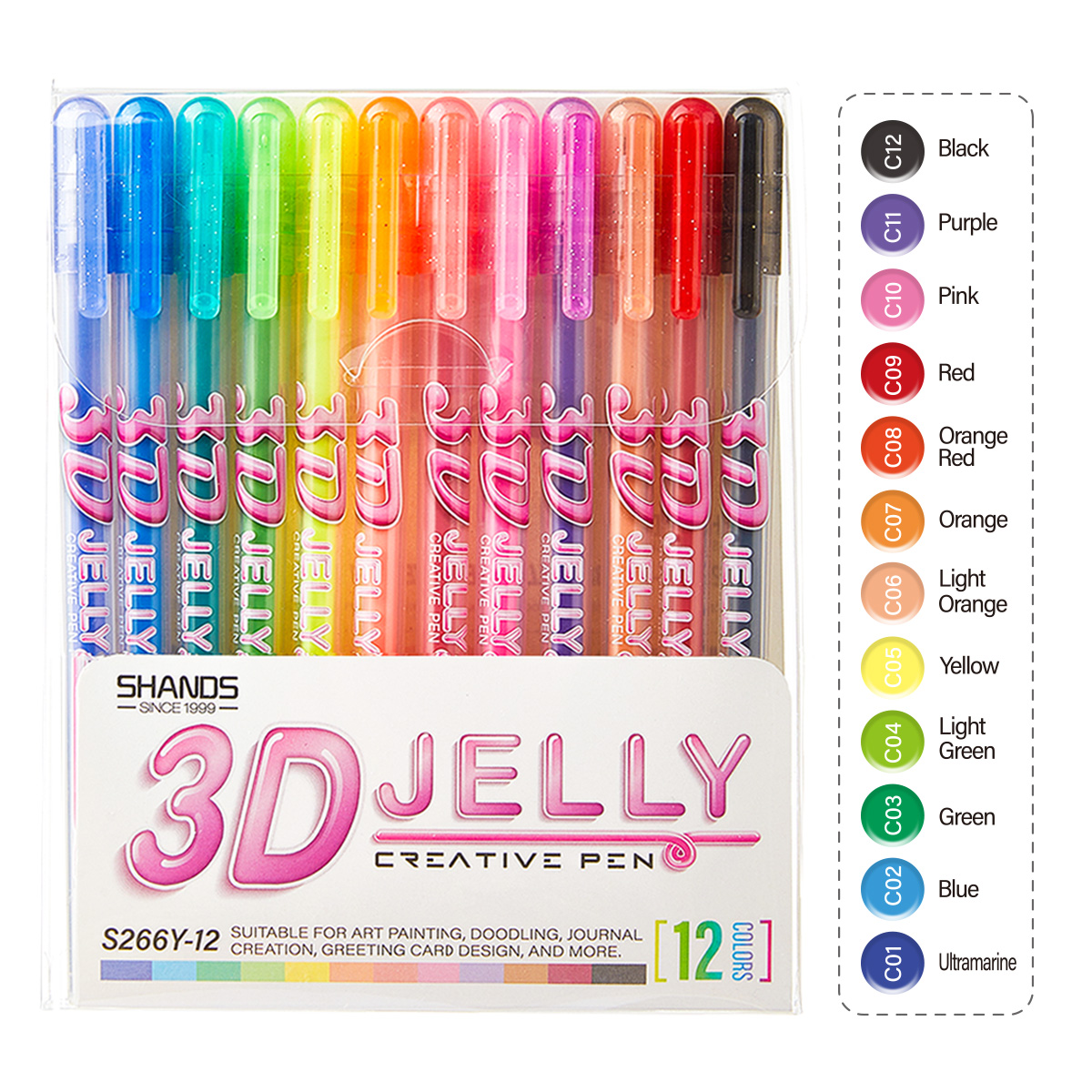 SHANDS 12PCS 3D Jelly Gel Pens - Gel Ink Pen Set 评论和价格
