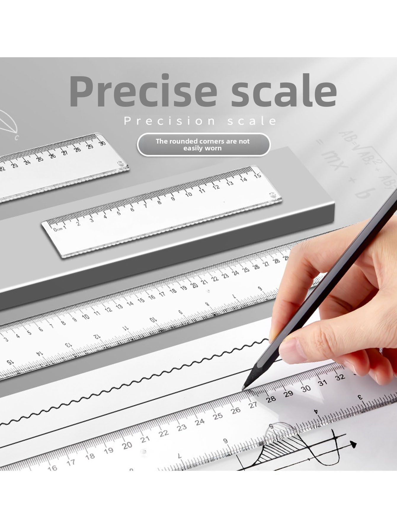 Transparent plastic ruler geom - Ruler Set Transparent 评论和价格