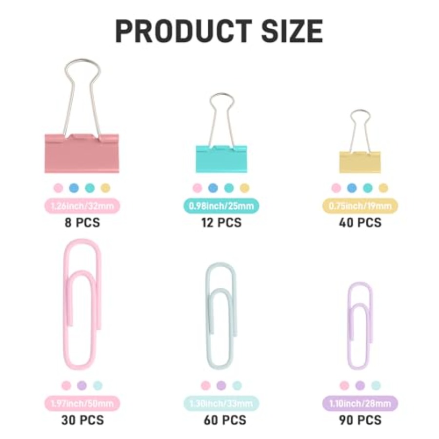 240PCS Colored Assorted Size P - Binder Clip Assorted 评论和价格
