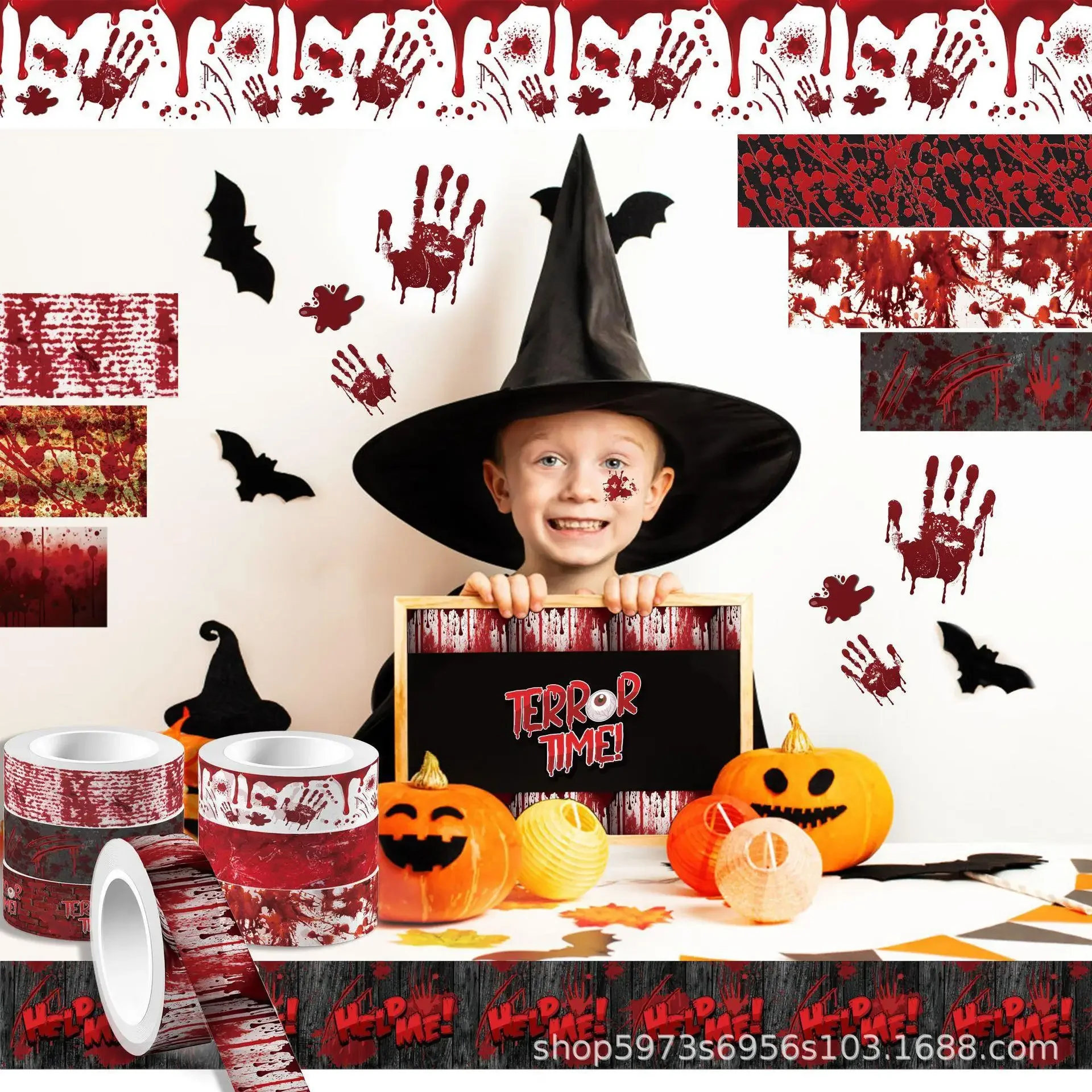 Halloween Bloody Hand Bleeding - Washi Tape Set 评论和价格