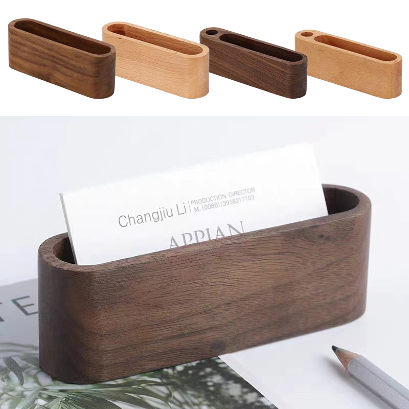 Business Card Holder Wooden Or - Desk Name Plate 评论和价格