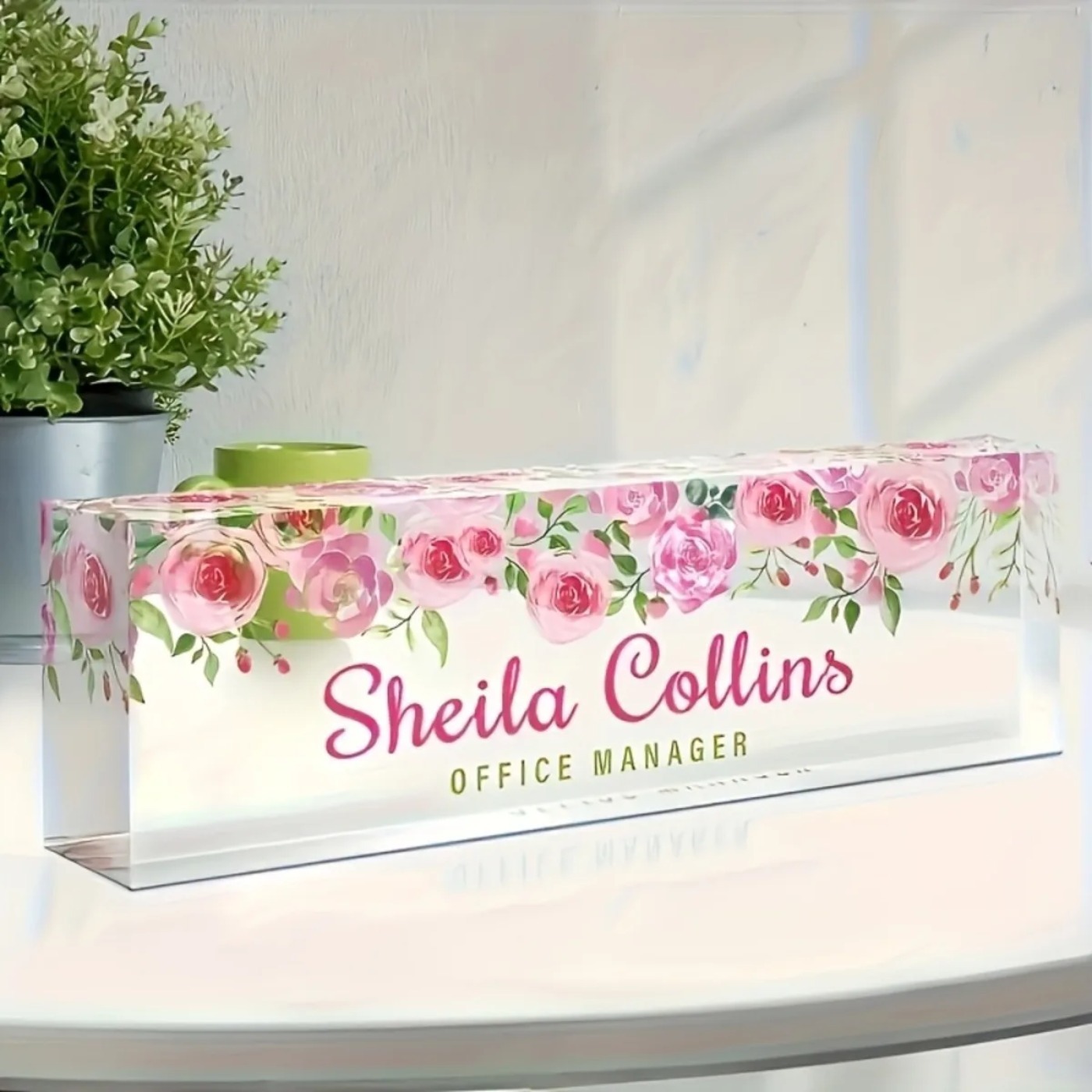 [2D Flat] Minimalist Floral Ac - Desk Name Plate 评论和价格