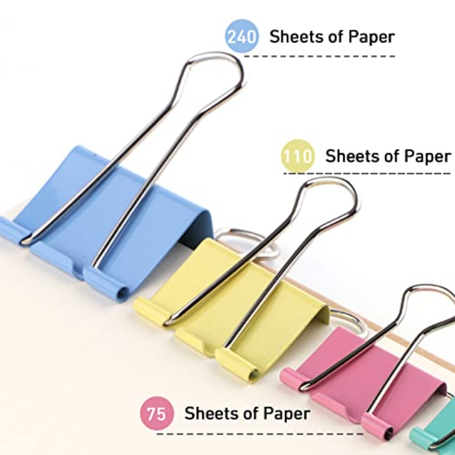 60pcs Colored Binder Clips Pap - Binder Clip Assorted 评论和价格