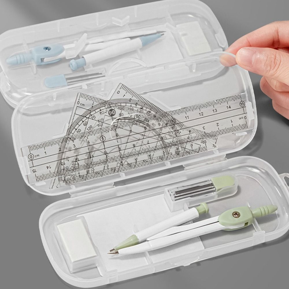 8PCS/Set Plastic Ruler Compass - Ruler Set Transparent 评论和价格