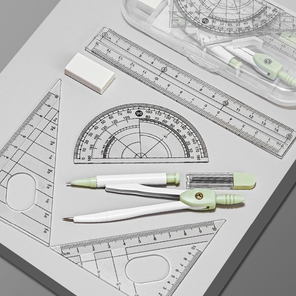 8PCS/Set Plastic Ruler Compass - Ruler Set Transparent 评论和价格
