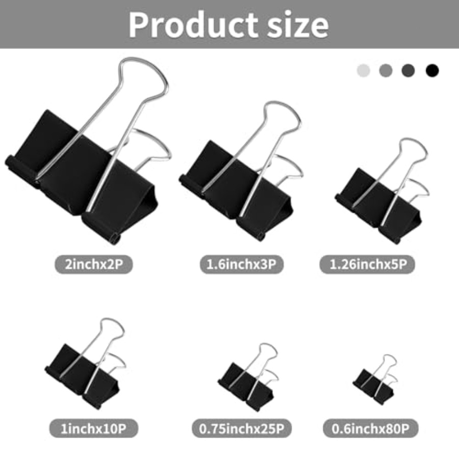 125Pcs Binder Clips Colored, B - Binder Clip Assorted 评论和价格