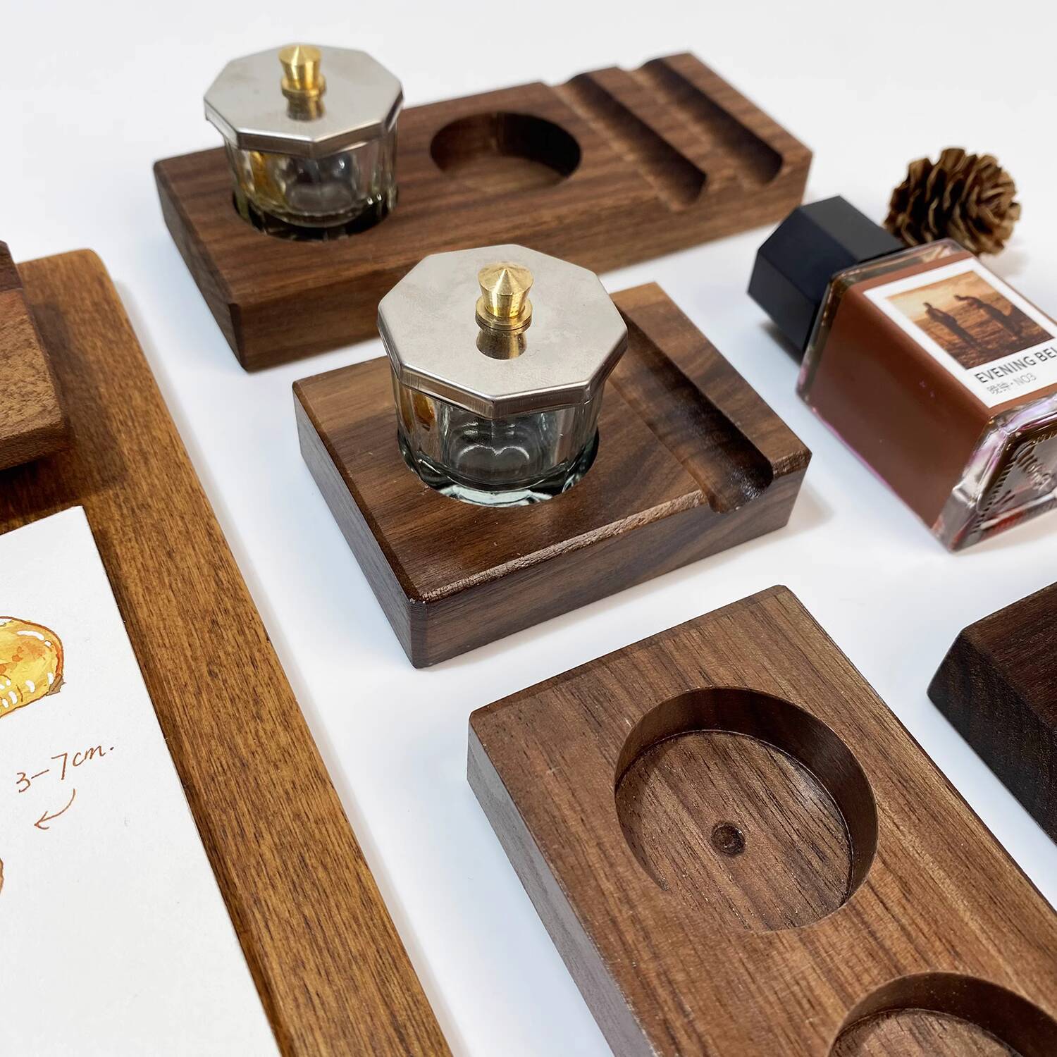 Ink Base Pen Rest Wooden Stand - Calligraphy Ink Bottle 评论和价格
