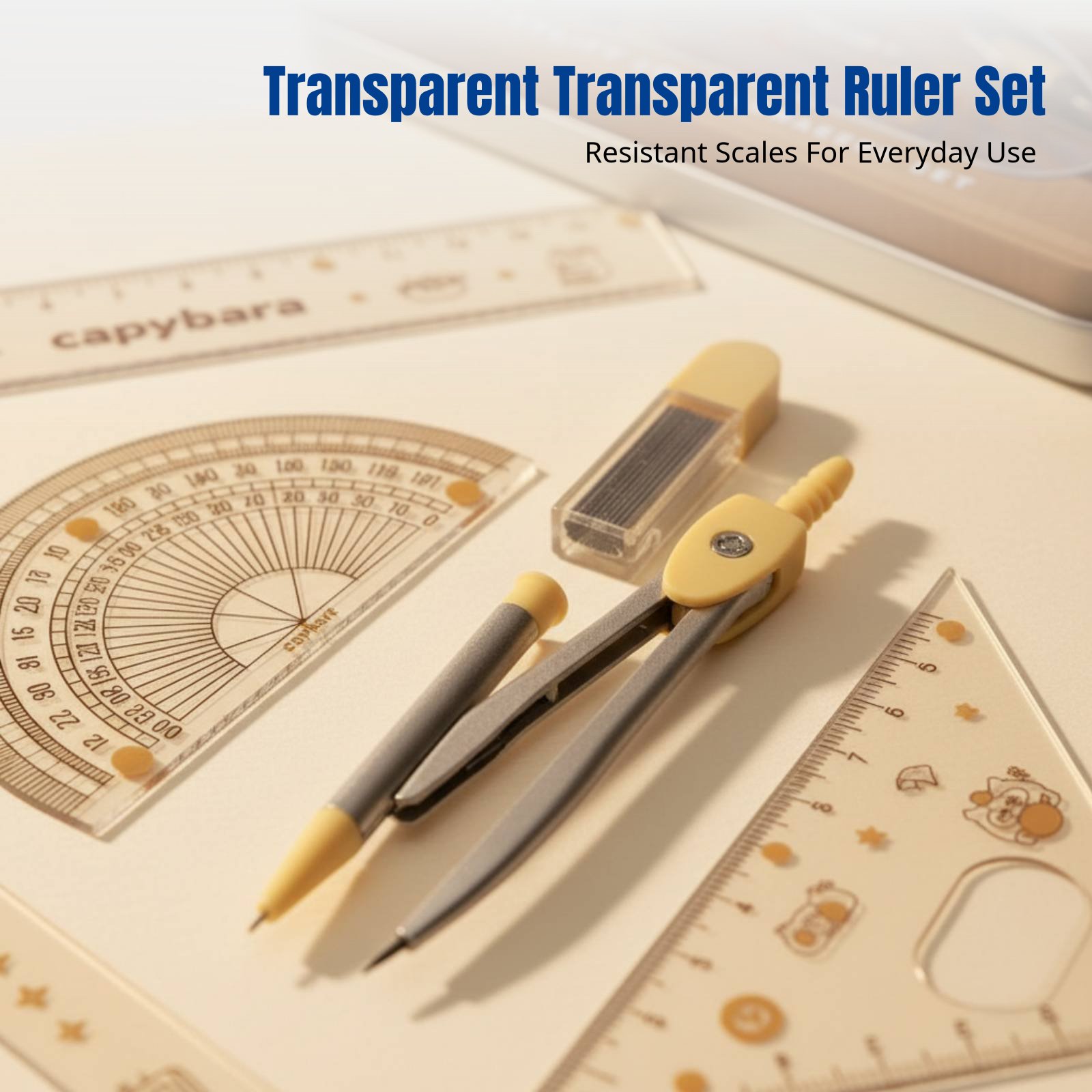 Ruler Set for Students, Cartoo - Ruler Set Transparent 评论和价格